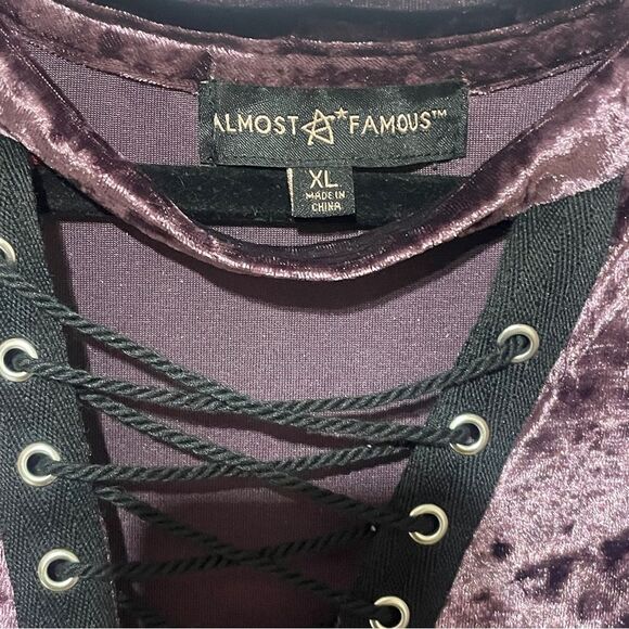 Dark Purple Whimsygoth Velvet Lace-Up V-neck Cut Out Micro Mini Dress - Picture 8 of 11